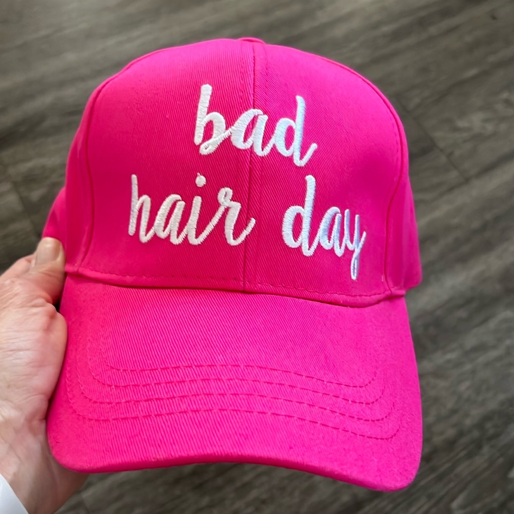 C.C Pink Cotton Baseball Cap Summer Hat Sun Protection NEW Bad Hair Day - Picture 2 of 5